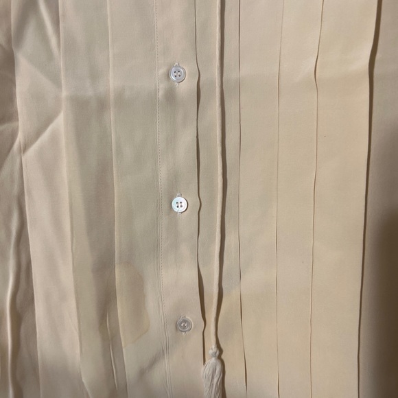 Vintage Mercedes & Adrienne 100% Silk Button Down Blouse sz 10 Beige W. Leaves - Picture 6 of 11